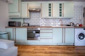 Microwave, oven, stovetop, electric kettle