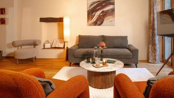 1 chambre, couette en duvet d'oie, surmatelas, minibar