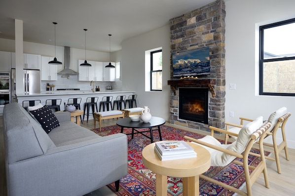 Smart TV, fireplace, video games, computer monitors