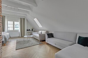 อพาร์ทเมนท์สำหรับครอบครัว | 1 ห้องนอน, เครื่องนอนป้องกันสารก่อภูมิแพ้, ห้องพักตกแต่งอย่างมีเอกลักษณ์