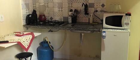 Fridge, microwave, toaster, blender