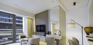 Living area - LUX The Silverene Marina View Studio 1 (Dubai)