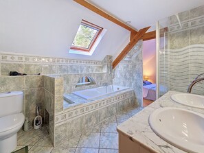 Shower, hair dryer, towels, soap - House in nature (Paréac)