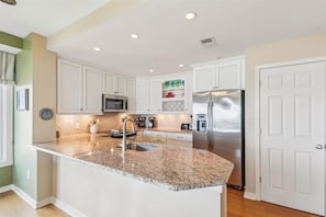 Fridge, microwave, oven, dishwasher