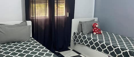 2 bedrooms, bed sheets