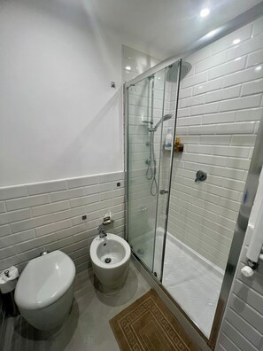 Secadora de cabello, bidet, toallas, jabón 