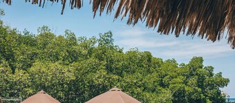 Spacious 5-bedroom beachfront home with AC centrally located in Roatan.