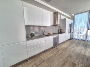 Fridge, microwave, oven, dishwasher