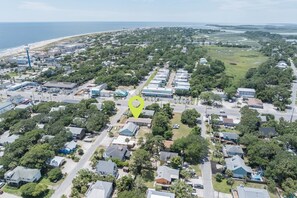Aerial view - Pet-Friendly w/ Fenced Yard | Easy Beach Access + Walk to Shops (Tybee Island)