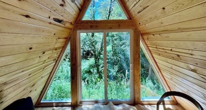Private Cozy Aframe Sunset Cabin 2 @ Pull Caffe wood roasted coffee and bakery