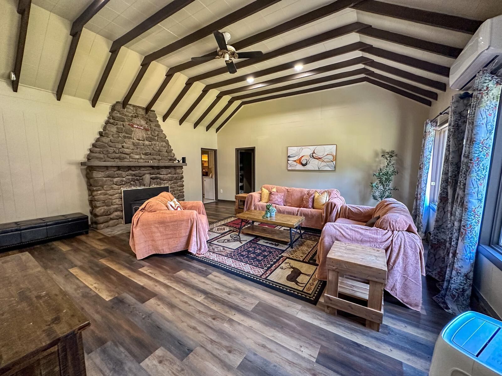 Televisión y chimenea 