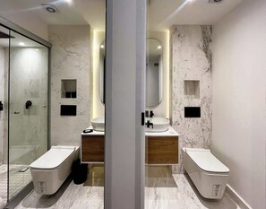 Dusche, Haartrockner, Handtücher