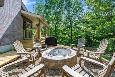 Modern lakefront home with dock, deck, and direct Claytor Lake access for swimming and fishing!