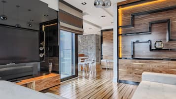 Apartment | Living room | Flat-screen TV, fireplace