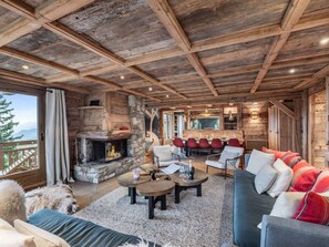TV, fireplace