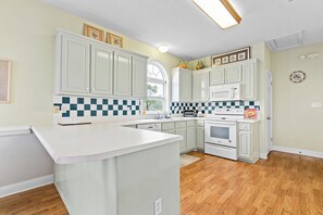 Fridge, microwave, oven, stovetop - Gulf-Front Community Duplex across from the beach (Dauphin Island)