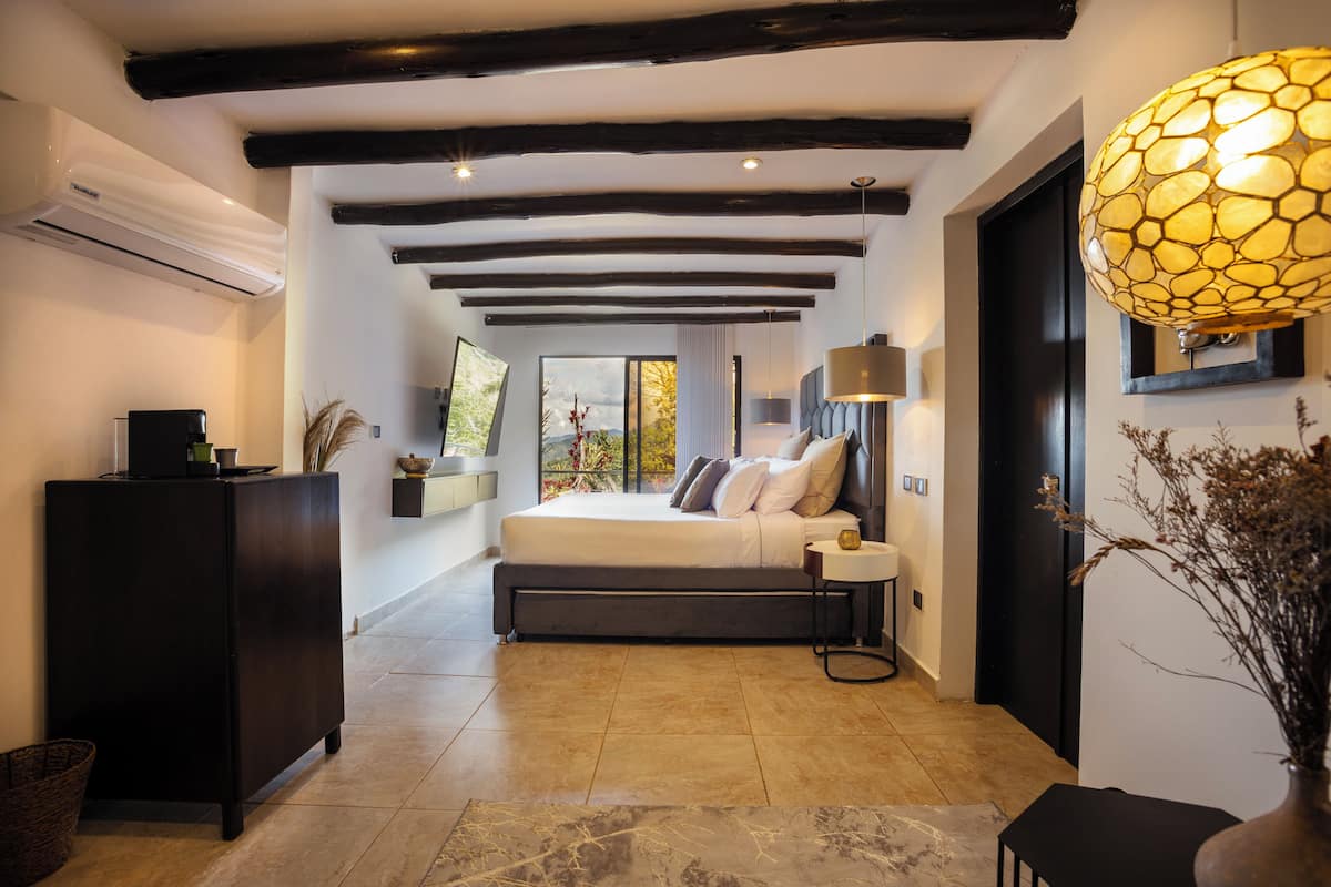 Suite Romantique, vue jardin | 1 chambre, draps en coton égyptien, literie de qualité supérieure