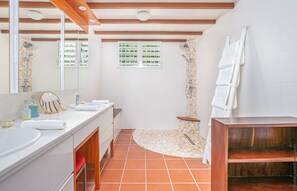 Shower, hair dryer, towels - Villa with beautiful pool luxurious tropical garden 6 p (Rivière-Salée)