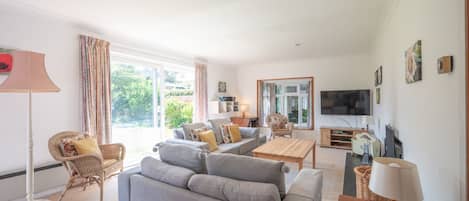 Smart TV, fireplace, DVD player