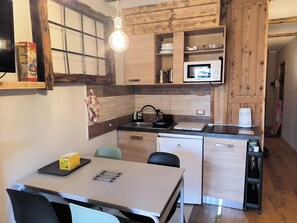 Fridge, microwave, coffee/tea maker, electric kettle