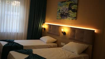 Premium bedding, minibar, desk, laptop workspace