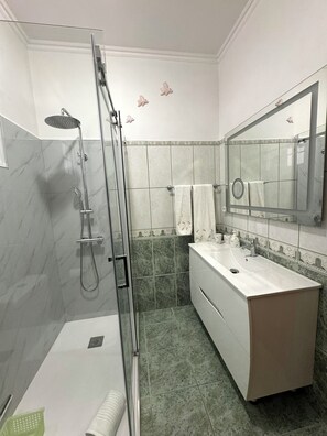 Séchoir à cheveux, serviettes fournies, savon, shampooing