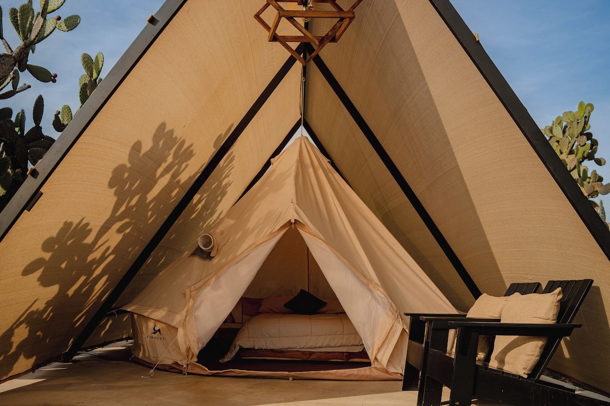 Standaard tent | Donzen dekbedden, een minibar, gratis wifi, beddengoed