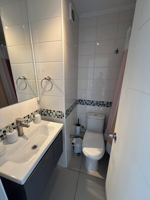 Eco-friendly toiletries, hair dryer, towels, soap