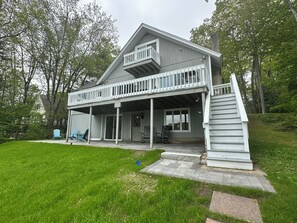 Exterior - Lakefront home with hot tub, beach, skiing nearby in tranquil Barnstead (Barnstead)