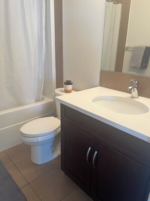 Towels, soap, shampoo, toilet paper