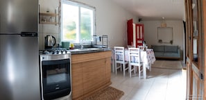 Design House, Kitchen, Garden View | Private kitchen | Fridge, microwave, cookware/dishes/utensils, dining tables