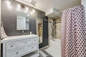 Hair dryer, towels, soap, toilet paper - Gorgeously updated 5-bedroom house in Littleton with jacuzzi tub and amenities (Littleton)