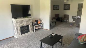 Smart TV, DVD player, books, computer monitors