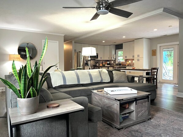 Smart TV, chimenea, videojuegos, reproductor de DVD