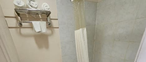 Towels, soap, shampoo, toilet paper