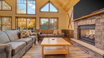 Smart TV, fireplace, video games, foosball