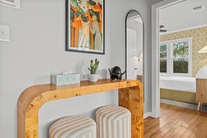 2 bedrooms, desk, iron/ironing board, travel crib