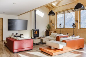 TV connectée, cheminée, chaîne hi-fi