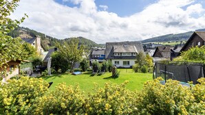 A residential area with houses, a grassy yard, and a clear sky. - Holiday Apartments Löwenstein FeWo 3 with Private Terrace, Shared Garden and Wi-Fi (Willingen (Upland))
