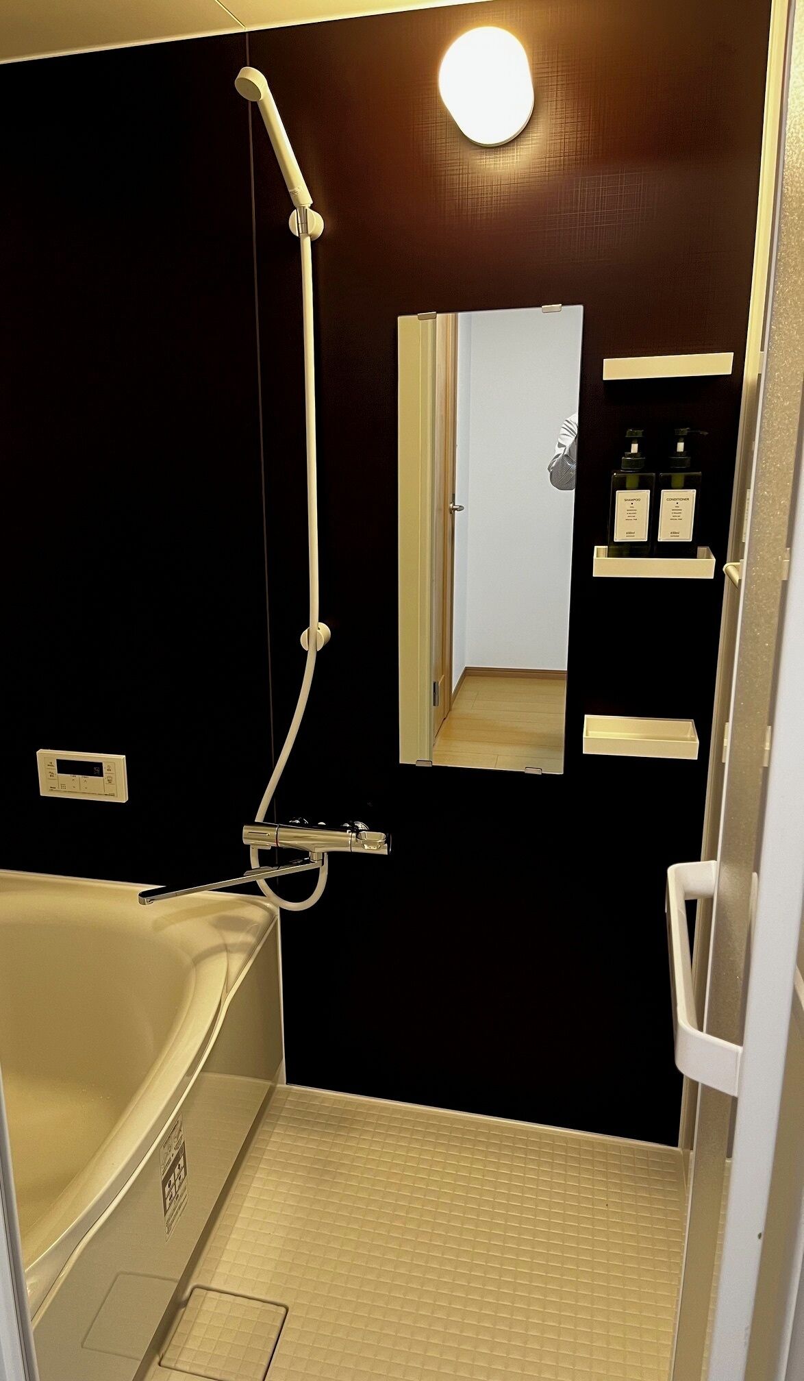 Hair dryer, bidet, towels, soap