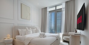 Departamento, balcón, vista a la marina | 2 habitaciones, tabla de planchar con plancha y wifi gratis 