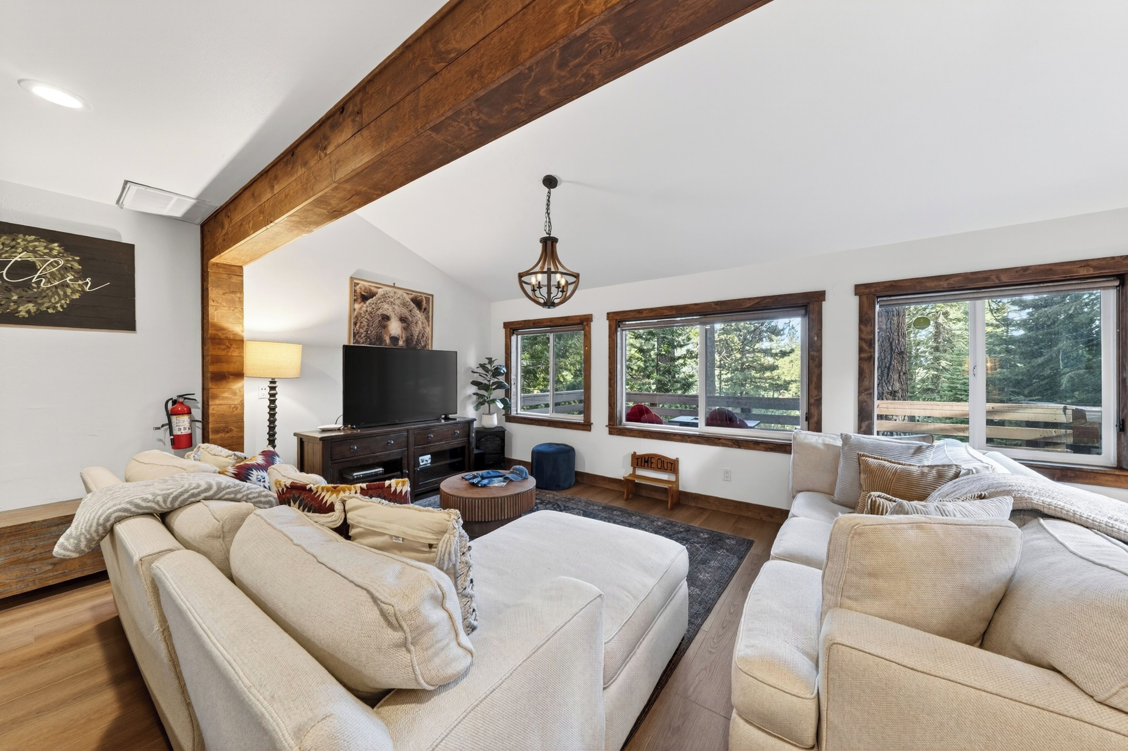 Smart TV, fireplace, video games