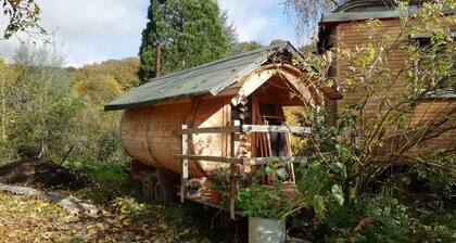 Zirkuswagen Sternenzelt mit Sauna.
Sehr geräumig mit Pavillon.