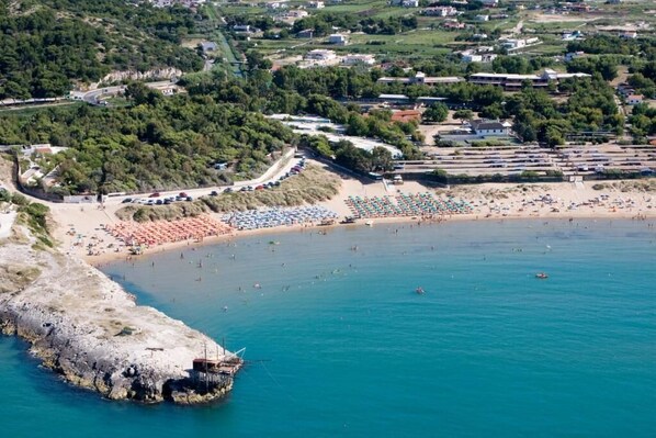 Private beach, sun loungers, beach umbrellas