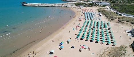 Private beach, sun loungers, beach umbrellas