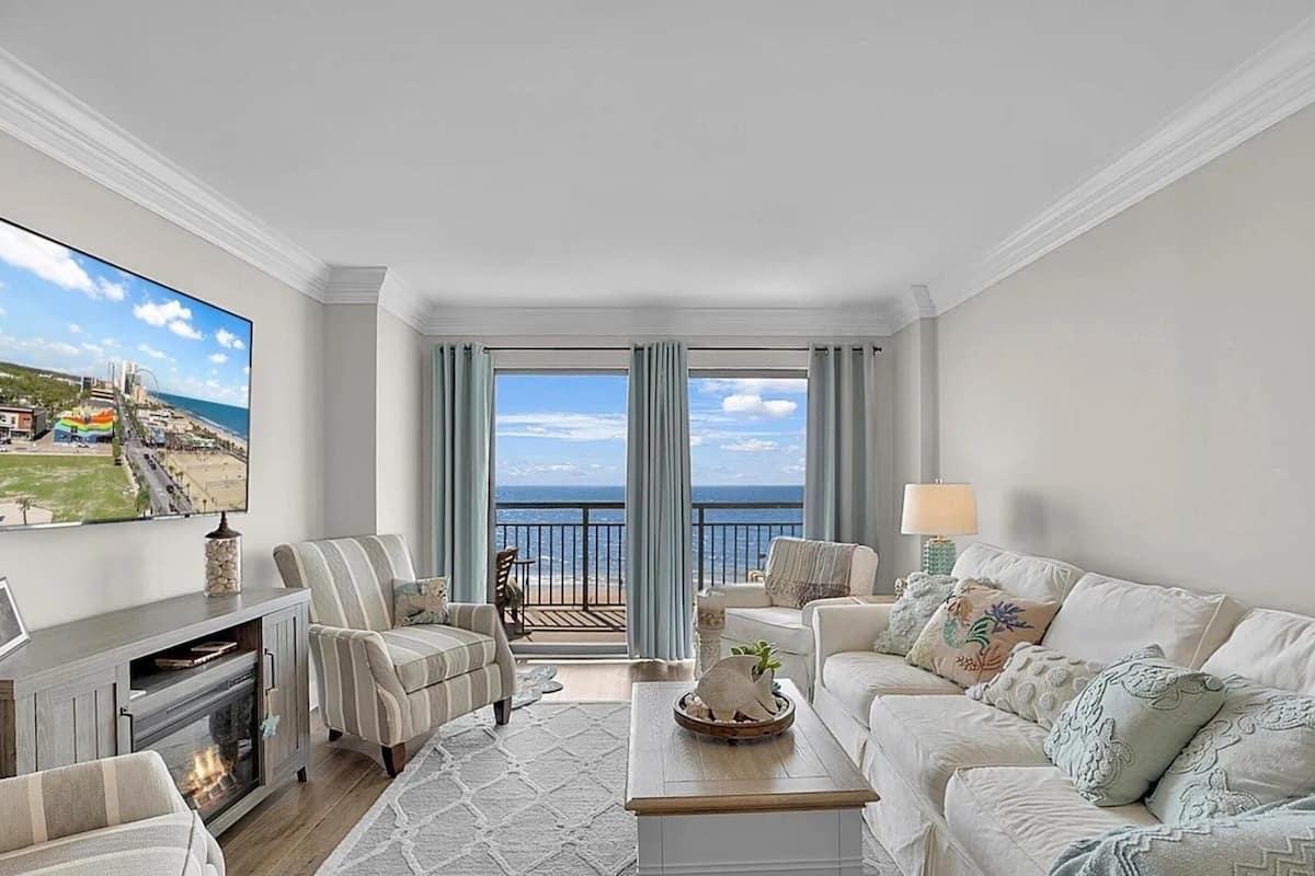 Signature Condo, 2 Bedrooms, Beach View, Beachside | Living room | 50-inch Smart TV with digital channels