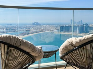 Luxury Apartment, 2 Bedrooms, Sea View, Beachfront | Terrace/patio - High floor Panoramic 2BR & Private Beach (Dubai)