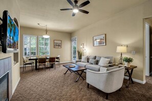 TV, fireplace, offices - Relax & Recharge at this 2BR Desert Villa (La Quinta)