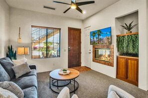 TV, fireplace, offices