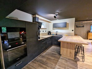 Fridge, microwave, dishwasher, blender